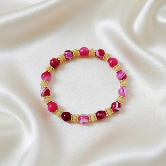 Striped Agate/Lemon Jade Bracelet - Picture 3 of 11